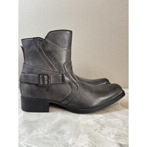 Rock & Republic Mens Gray Ankle Boots Size 11 Moto Western Side‎ Buckle Zip Up